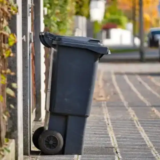 Eine Restmülltonne am Straßenrand